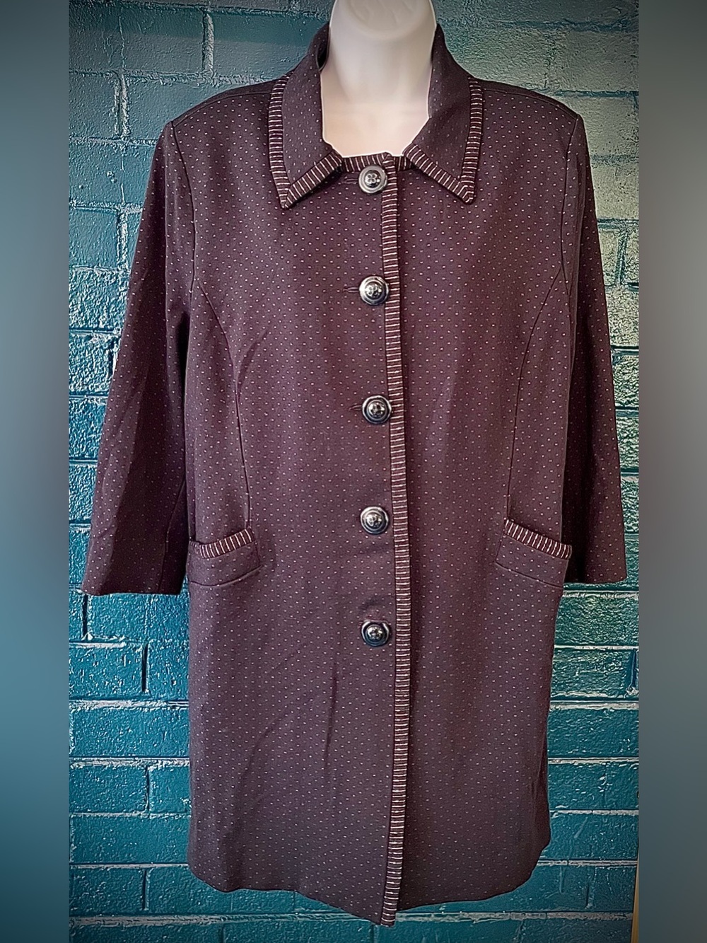 Women’s Dark Plum Button-Front Coat